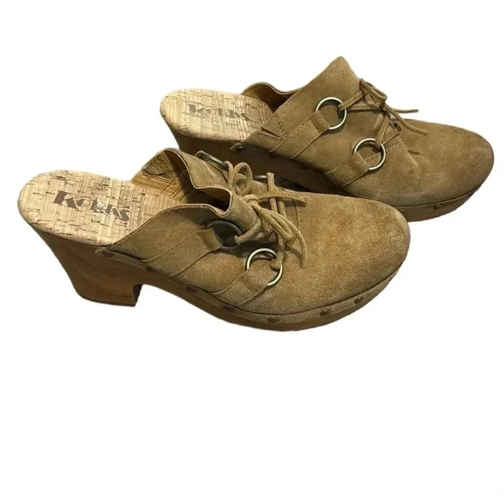 Korks Tan Suede Clog Mule Size 11M Normcore